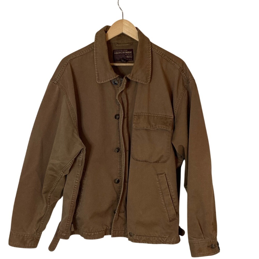 Abercrombie Mens All Purpose Utility‎ Jacket Brown Size M Thrashed Full Zip